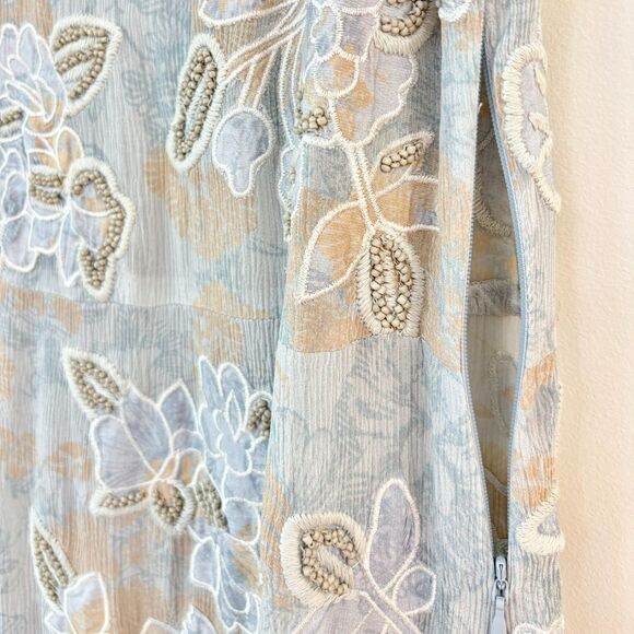 Sundance Blue Floral Embroidered Beaded Silk Dress Sz XS Romantic Wedding Guest - Picture 7 of 12